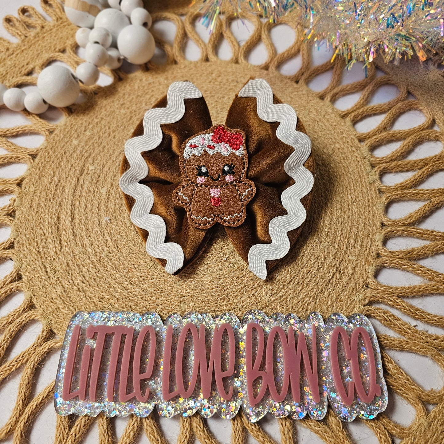 4" Gingerbread Girl Bow (specify clips or nylon in checkout notes)