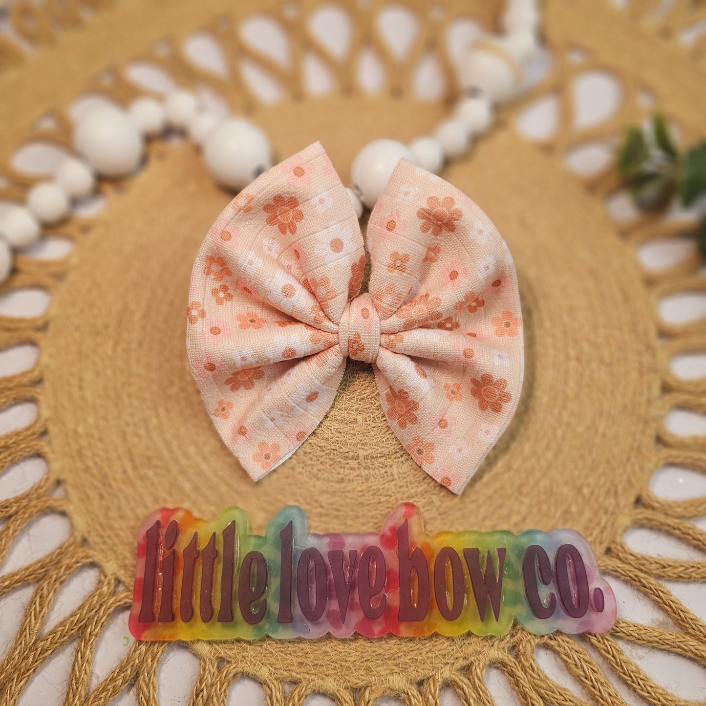 Pointelle rib copper & off white flowers