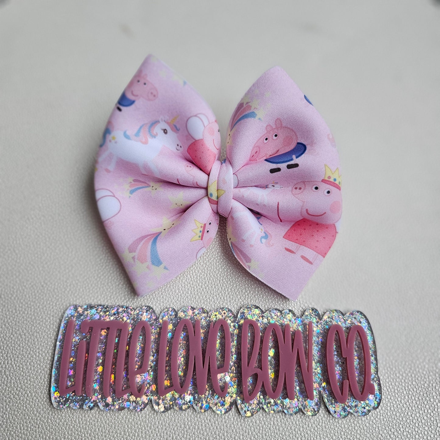 4" Peppa Scuba Fabric on nylon or clip