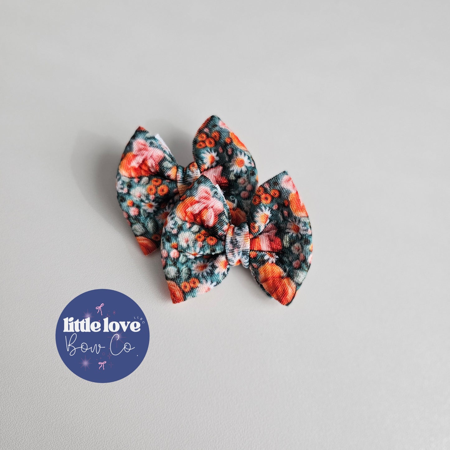 2.5" Teal Floral Pumpkin Piggies (clip or nylon specify in checkout notes)