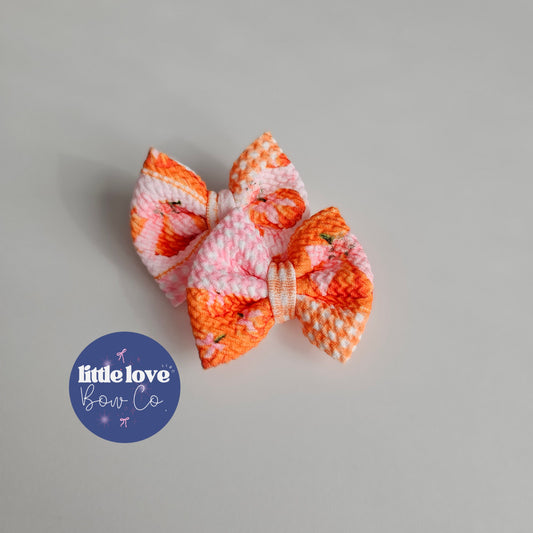 2.5" Pink Pumpkin Patchwork Piggies (clip or nylon specify in checkout notes)