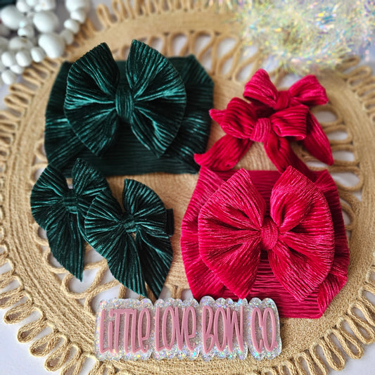 Green Pleated Velvet