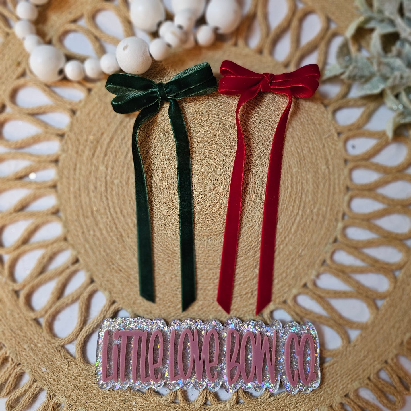 Red & Green Velvet Ribbon Bows