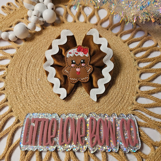 4" Gingerbread Girl Bow (specify clips or nylon in checkout notes)