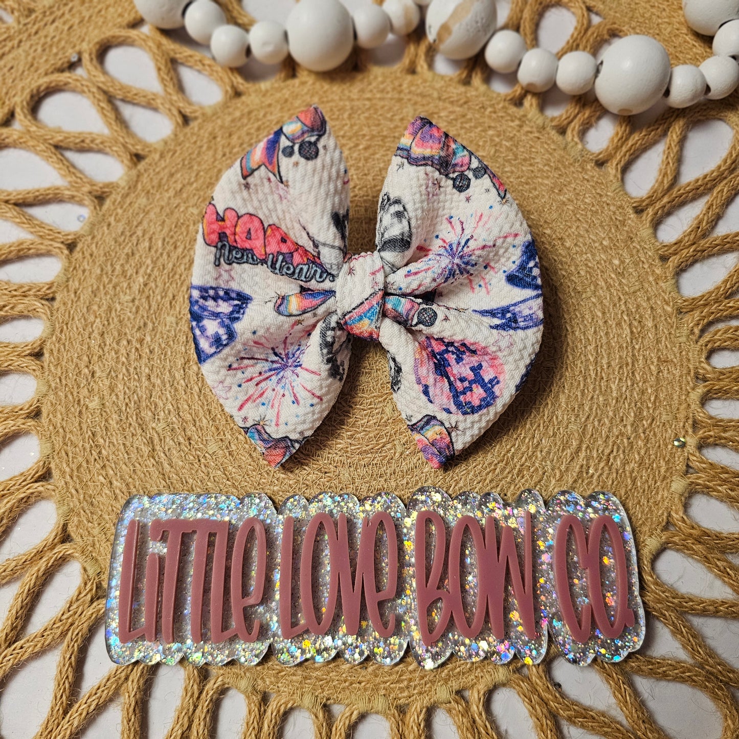 4" Purple New Years Bow (specify nylon or clip in checkout notes)