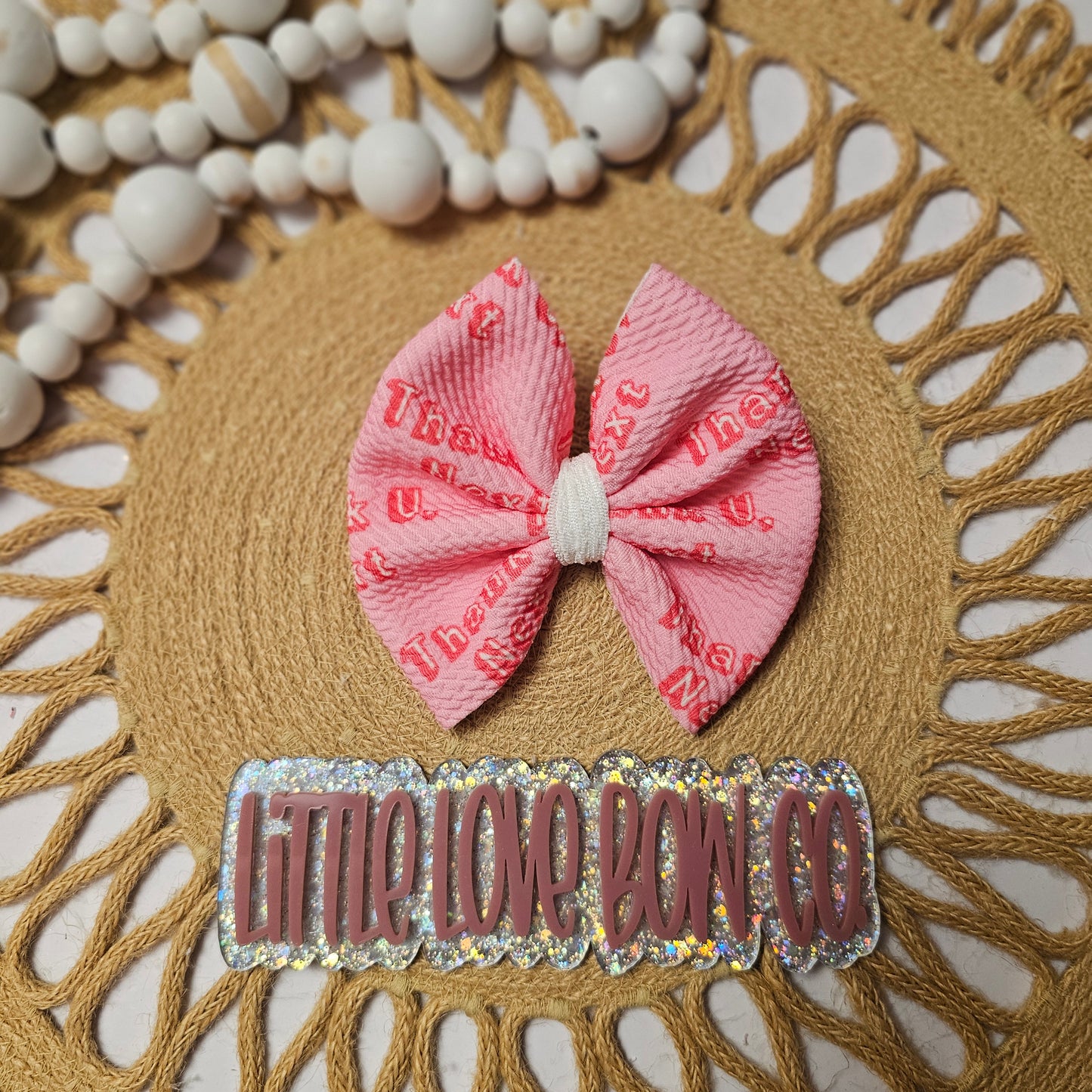 Thank U Next 4" bow - specify nylon or clip in checkout