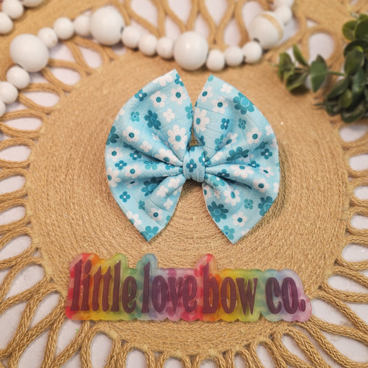 Aqua & White Flowers | Pointelle