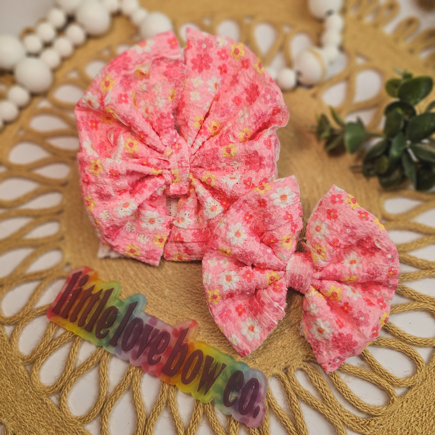 Hot pink Ruffle lace flowers