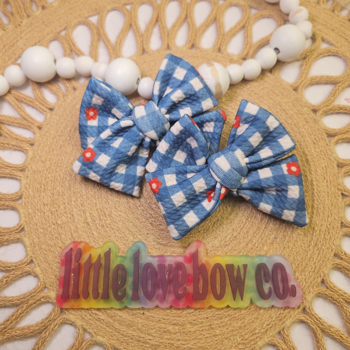 Royal Blue & Red Flower Gingham