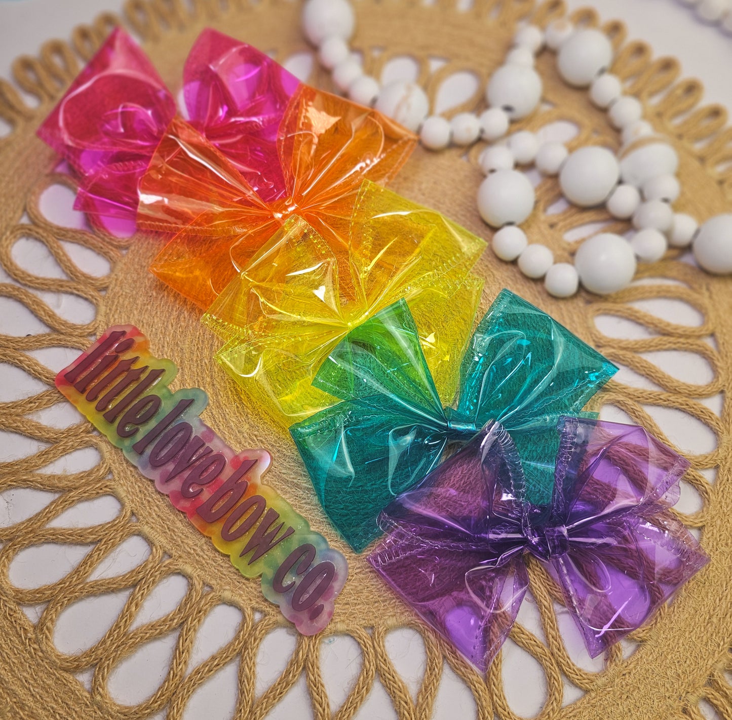 Rainbow Jelly Ribbon Swim Bows